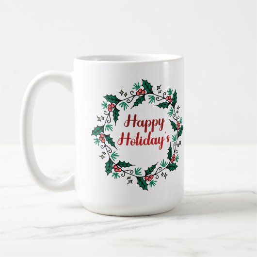 Happy Holiday's Wreath Mug Kaffeetasse (Links)