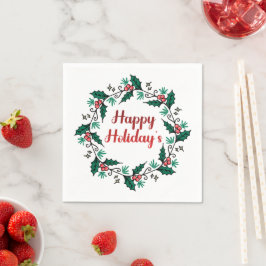 Happy Holiday's Wreath Paper Napkin Serviette