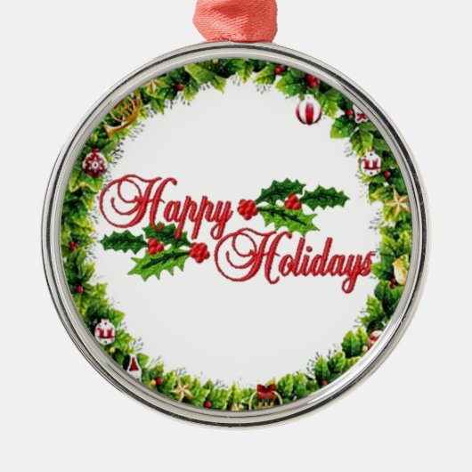 Happy Holidays Wreath Premium Ornament (Vorne)