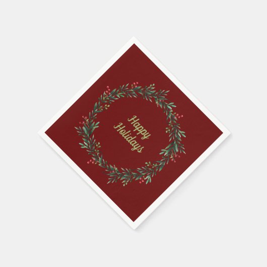 Happy Holidays Wreath Serviette (Ecke)