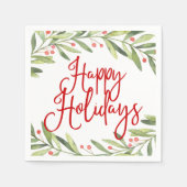 Happy Holidays Wreath Weihnachtscocktail Party Serviette (Vorderseite)