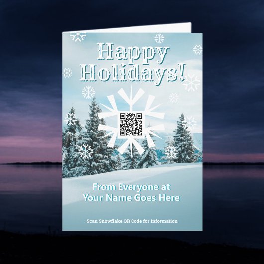 Happy Holidays Xmas Card Snowflake mit QR Code Karte