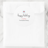 Happy Holidays Xmas Simple Red Heart Snowflake Runder Aufkleber (Tasche)