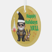 Happy Holidays Ya'll Gangsta Xmas auf Gold | Ornament Aus Glas (Vorderseite links)