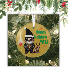 Happy Holidays Ya'll Gangsta Xmas auf Gold | Ornament Aus Glas
