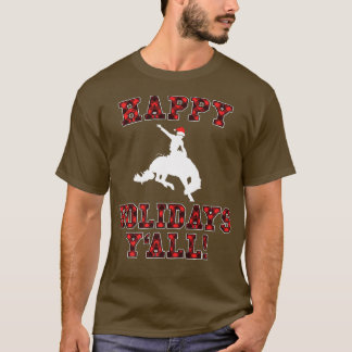 Happy Holidays Y'all Red Buffalo Kariert Teas Rode T-Shirt