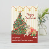 Happy Holidays Yellow Labrador Retriever Tree (Stehend Vorderseite)