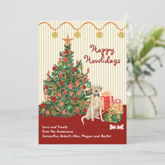 Happy Holidays Yellow Labrador Retriever Tree (Stehend Vorderseite)