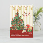 Happy Holidays Yorkshire Terrier Weihnachtskarte (Stehend Vorderseite)