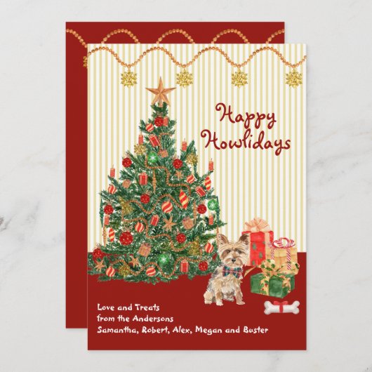 Happy Holidays Yorkshire Terrier Weihnachtskarte (Vorne/Hinten)