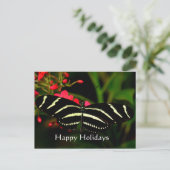 Happy Holidays, Zebra Longwing Feiertagspostkarte (Stehend Vorderseite)