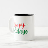 Happy Holidays Zweifarbige Tasse (Vorderseite Links)