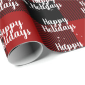 Happy HolidaysText in Schneeflocken auf Kariert Geschenkpapier (Rolleneckpunkt)