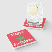 Happy Holidaze Personalisiert Steinuntersetzer (Seitenansicht)