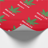 Happy Holidaze Weed Leaf Red & Green Funny Funny H Geschenkpapier (Ecke)