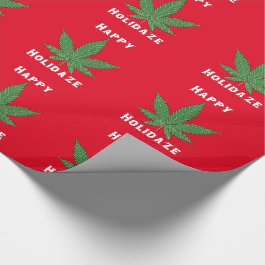 Happy Holidaze Weed Leaf Red & Green Funny Funny H Geschenkpapier (Ecke)