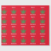 Happy Holidaze Weed Leaf Red & Green Funny Funny H Geschenkpapier (Flach)