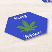 Happy Holidaze Weed Leaf Urlaub Personalisiert Untersetzer (angewinkelt)