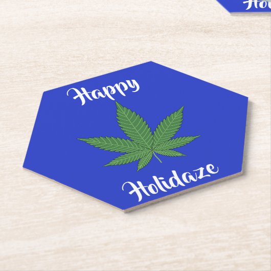 Happy Holidaze Weed Leaf Urlaub Personalisiert Untersetzer (angewinkelt)