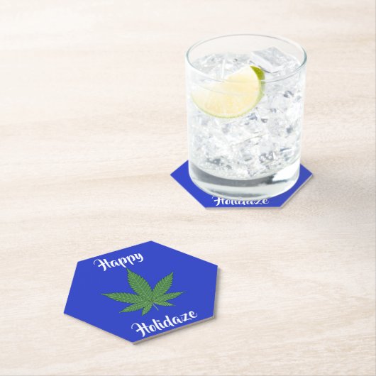 Happy Holidaze Weed Leaf Urlaub Personalisiert Untersetzer (Vor Ort)