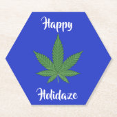 Happy Holidaze Weed Leaf Urlaub Personalisiert Untersetzer (Vorderseite)