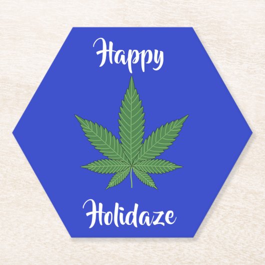 Happy Holidaze Weed Leaf Urlaub Personalisiert Untersetzer (Vorderseite)