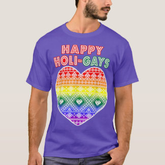 Happy HoliGAYS LGBTQ+ Weihnachtsstil T-Shirt