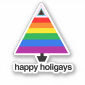 Happy Holigays Progress Pride Tree Aufkleber (Vorderseite)