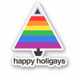 Happy Holigays Progress Pride Tree Aufkleber