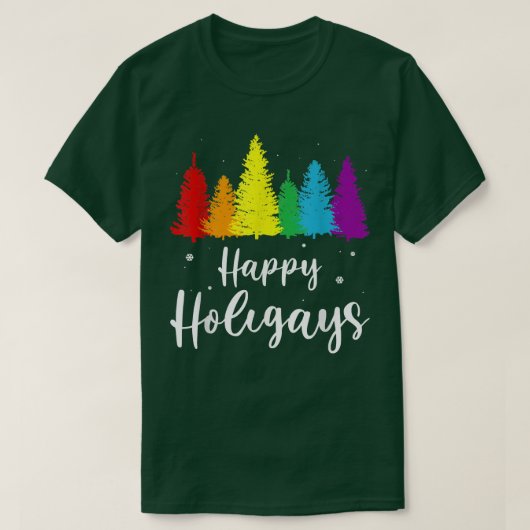 Happy Holigays Rainbow Weihnachten Pride LGBT Gay T-Shirt (Design vorne)