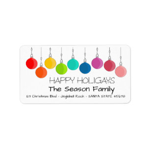 Happy Holigays Rainbow Weihnachtsbaumchen Adressaufkleber