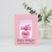 Happy Holigays Tochter & Ehefrau Weihnachtskarte Feiertagspostkarte (Stehend Vorderseite)