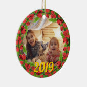 Happy Holly Berry Wreath Custom Foto Keramik Ornament (Rechts)