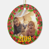 Happy Holly Berry Wreath Custom Foto Keramik Ornament (Links)