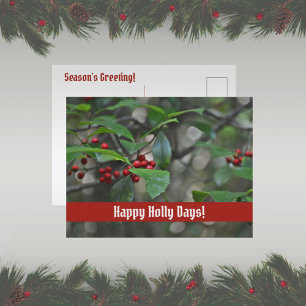 Happy Holly Days - die Begrüßung der Saison Feiertagspostkarte