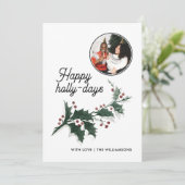 Happy Holly Days Familienurlaub Foto Karte (Stehend Vorderseite)