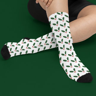 Happy Holly Days Festive Holly Pattern Socken