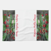 Happy Holly Days Red Berries Fotografy Holiday Geschirrtuch (Horizontal)