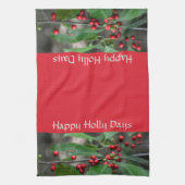 Happy Holly Days Red Berries Fotografy Holiday Geschirrtuch (Vertikal)