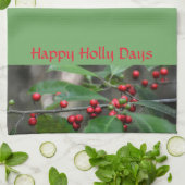 Happy Holly Days Red Berries Green Holiday Geschirrtuch (Gefaltet)