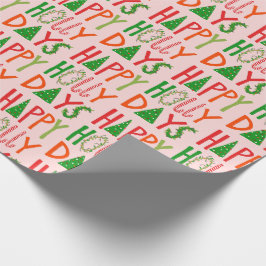 HAPPY HOLLY DAYS Sweet Holiday Xmas Weihnachten Geschenkpapier