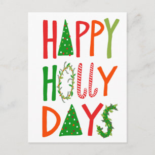 HAPPY HOLLY DAYS Sweet Holiday Xmas Weihnachten Postkarte
