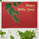 Happy Holly Days Weihnachtsküche Handtuch (Gefaltet)