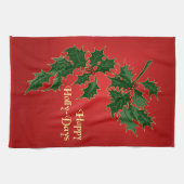 Happy Holly Days Weihnachtsküche Handtuch (Horizontal)