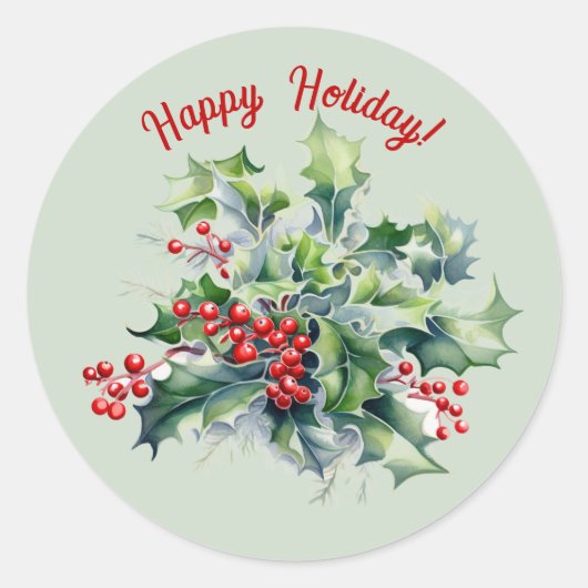 Happy Holly Holiday Sticker (Vorderseite)