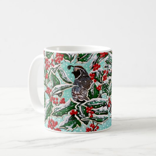Happy Holly Quail Kaffeetasse (Vorderseite Links)