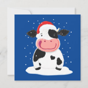 Happy Holstein Kuh im Weihnachtsschnee