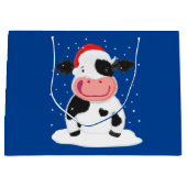 Happy Holstein Kuh im Weihnachtsschnee Große Geschenktüte (Vorderseite)