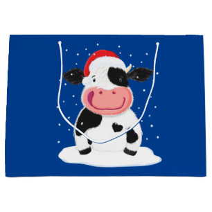 Happy Holstein Kuh im Weihnachtsschnee Große Geschenktüte