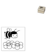 Happy Honey Bee and Blume Gummistempel (Stempel)